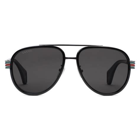 gucci aviator silver black frame sunglasses 308428|Gucci sunglasses men's aviator.